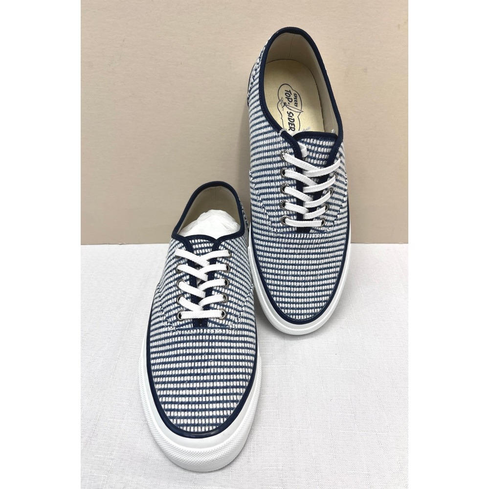 Sperry CVO MM Sneakers Women 8.5 Blue White Like New Woven Nautical Low Top E54